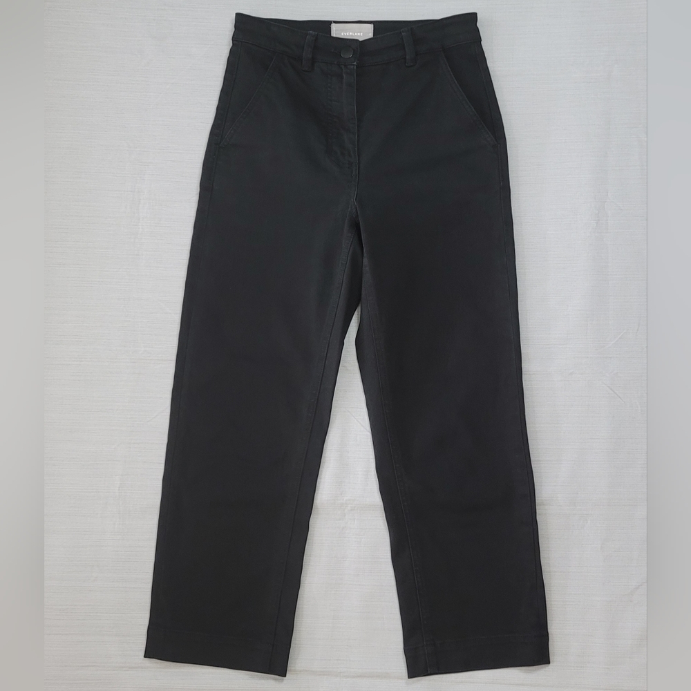Everlane Cropped Straight Short Jeans Womens 0 Black High Rise Stretch Denim
